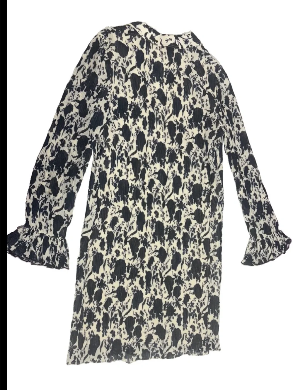 Tory Burch Navy and White Floral Long-Sleeve Shift Dress